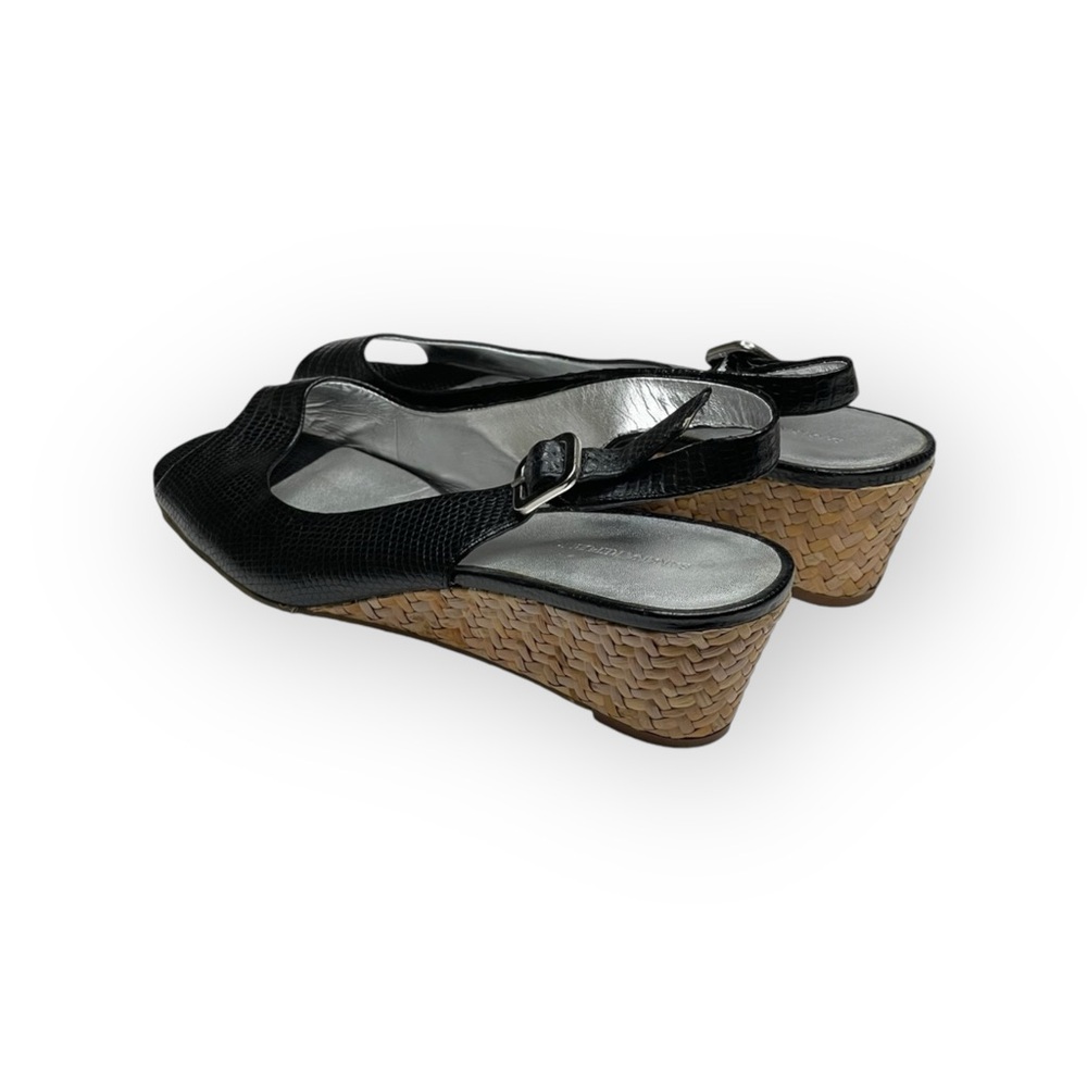 Banana Republic ❁ Leather Peep Toe Slingback Sandal Straw Espadrilles ❁ Black ❁ - Picture 5 of 16